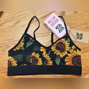 Lucy & Yak Black Sunflower Bralette XS BNWT